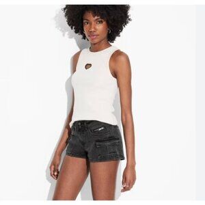 Wild Fable Women's 2X Black Wash Low Rise Stretch Pockets Zip Denim Camp Shorts